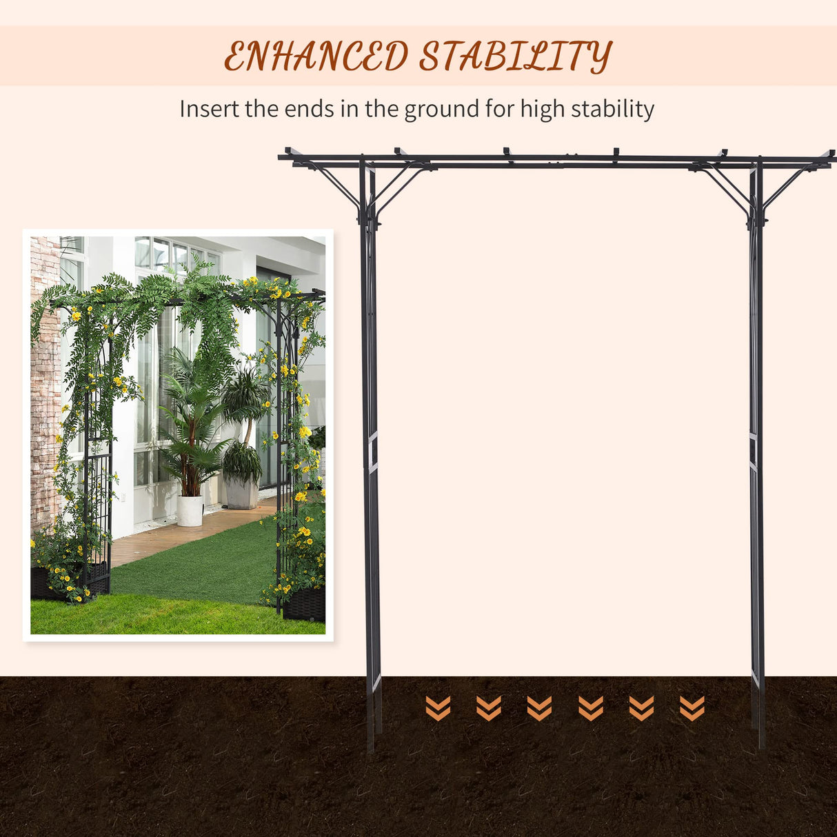 Outsunny 82'' Decorative Metal Garden Trellis Arch with Durable Steel Tubing & Elegant Scrollwork, Perfect for Weddings Outsunny