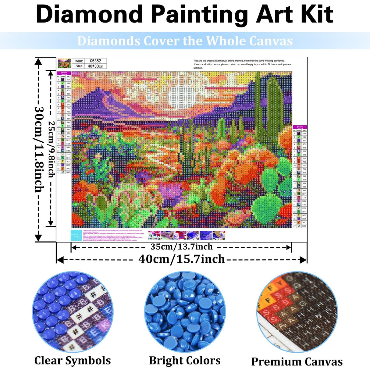 Reivworl Landscape Diamond Art Kits for Adults, Desert Diamond Painting Kits, Gem Art Kit for Gifts and Home Interior Decor 12x16 Inch Reivworl