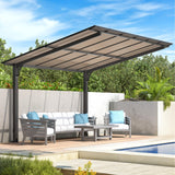 AECOJOY 12' x 10' Gazebo, Outdoor 10x12 Pergola Carport for Patio, Freestanding Lean to Hardtop Gazebo, Pergolas and Gazebos Clearance with Roof, Wall-Mounted Heavy Duty Metal Awnings for Patio, Decks AECOJOY