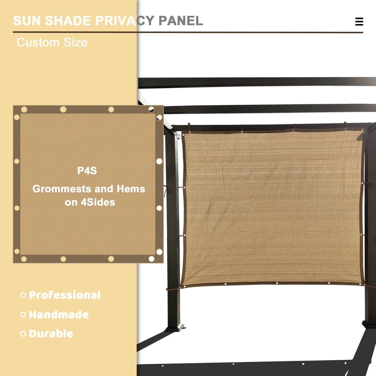 Alion Home Sun Shade Panel Privacy Screen with Grommets on 4 Sides for Outdoor, Patio, Awning, Window Cover, Pergola (8' x 6', Walnut) Alion Home