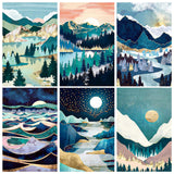 Binyuellr 6 Pack Diamond Art Kits for Adults,DIY 5D Full Drill Landscape Diamond Art Paintings, Diamond Painting Kit Gem Painting by Number Kits for Beginners, Home Wall Decor Gift 11.8×15.7inch Binyuellr