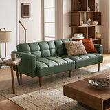 mopio Aaron 76.8" Couch, Small Futon Sofa Bed, Sleeper, Loveseat, Mid Century Modern Futon Couch, Sofa Cama, Couches for Living Room, Bedroom (Sage Green, Faux Leather) mopio