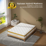 Naiveer Cooling Gel Memory Foam Hybrid Mattress, 14 Inch Full Size Mattress in A Box with Pocket Springs for Back Pain & Pressure Relief, Medium Firm Feeling with CertiPUR-US Certified Foam Naiveer