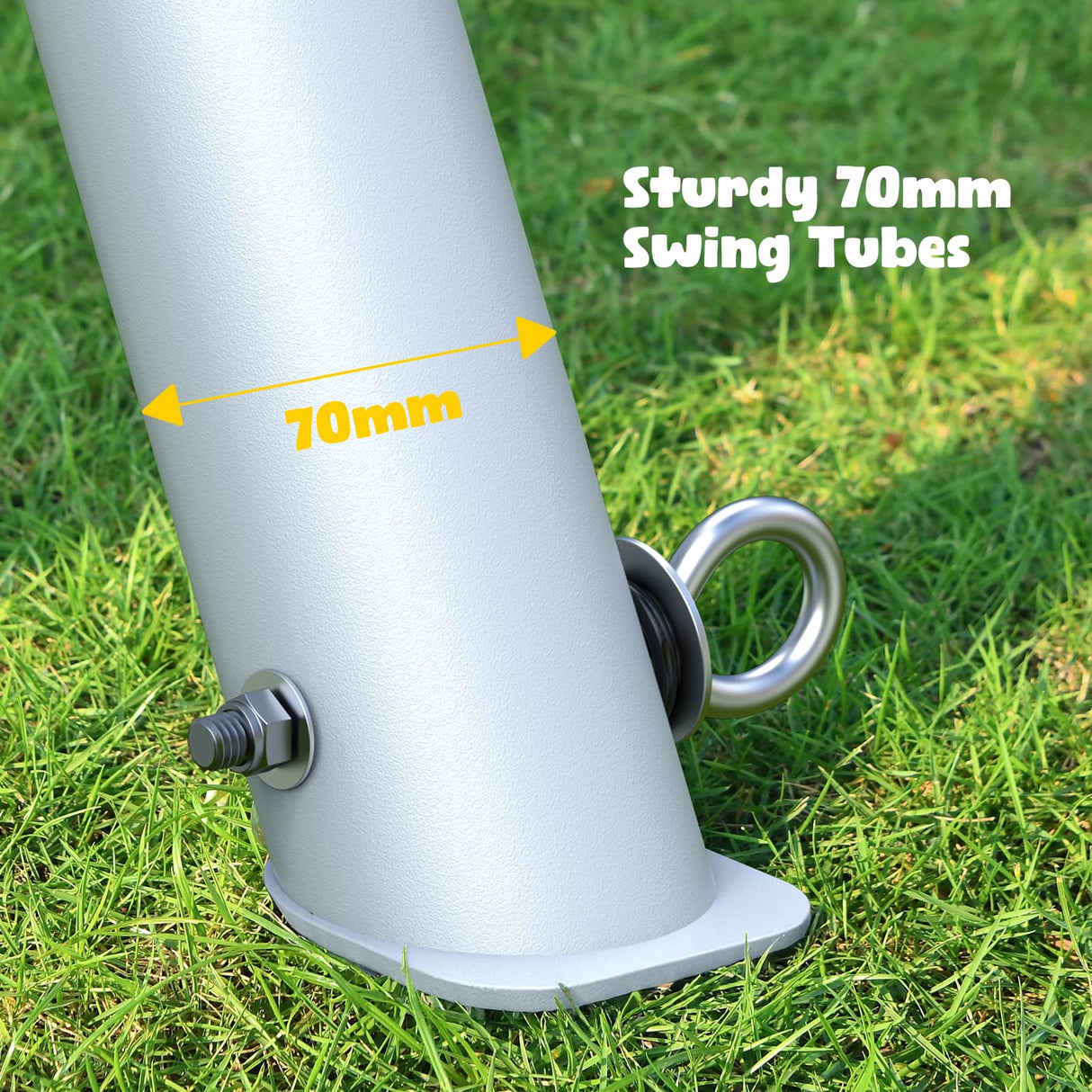 Hapfan 9.5' Tall Swing Sets for Backyard with Platform Swing, Heavy Duty Metal Swingset Outdoor for Kids with Trapeze Swing Bar, Belt Swing and Rectangle Swing Hapfan