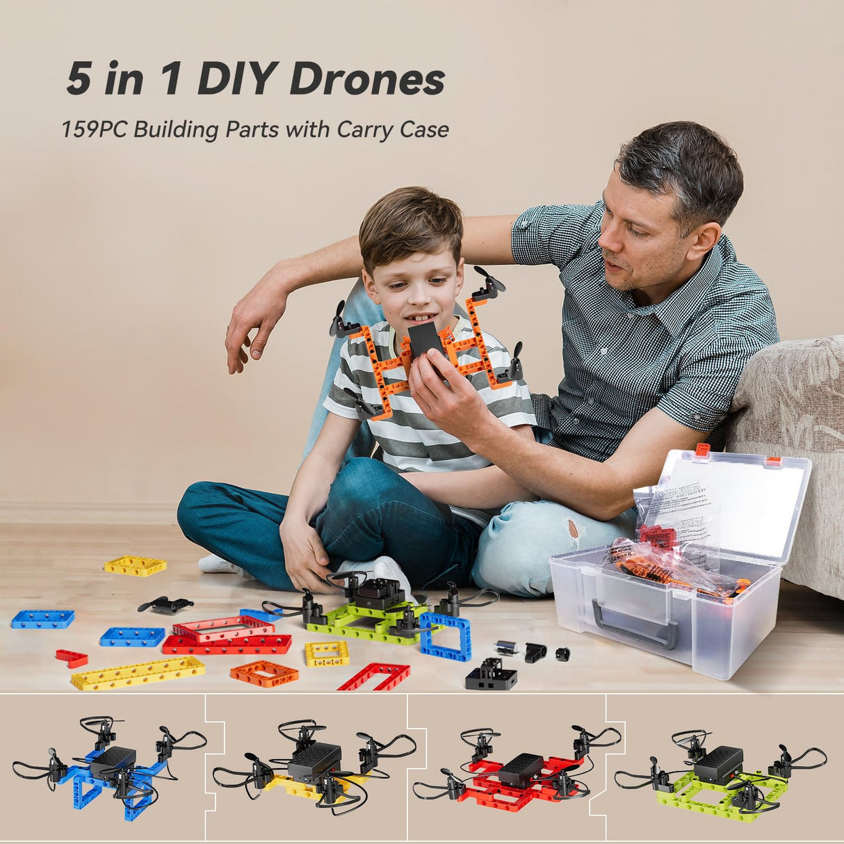 TECHVIO Mini Drone for Kids and Beginners,Creative 5-IN-1 DIY Drone Building Kits for Kids to Build Your Own Drones,5 Different Designs, Altitude Hold, 3D Flips,Easy to Build and Fly,Great Gifts for Boys&Girls to Enjoy Building,Flying and Fixing Fun TECHVIO