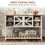 Maupvit Entryway Table with 2 Doors, Farmhouse Sofa Table with Adjustable Storage Shelf,Console Table for Entryway, Hallway,Living Room,White Behind Couch Table Maupvit