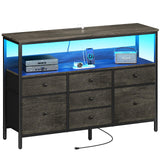 Yoobure TV Stand Dresser for Bedroom, 7 Fabric Drawers Entertainment Center, LED Dressers with Power Outlets, TV Stands for Living Room with Storage Shelf, TV Console Entertainment Stand up to 50" TV Yoobure
