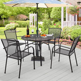 AECOJOY Metal Patio Table and Chairs Set for 4, Outdoor Dining Sets Patio Dining Table Furniture Set Round Outside Table and Chairs for Garden Backyard with 1.73" Umbrella Hole AECOJOY
