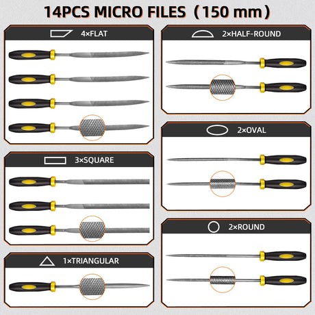 BTEC 46PCS Metal File Set,Flat File/Half-Round File/Triangle File/Round File,4PCS Large Steel Rasp Files for Metalworking,Wood File 14PCS Needle File Set,Woodworking Steel File for Metal Work BTEC