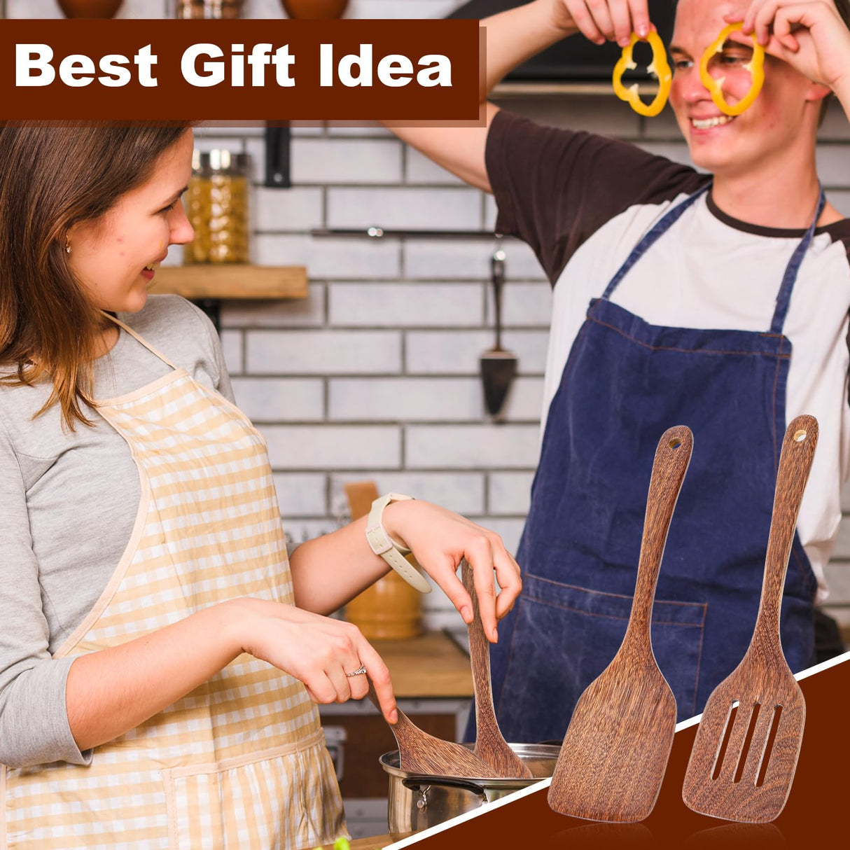 Yuanchu 2Pcs Wooden Spatula For Cooking, 12 Inch Wood Spatula Cooking Spatula Kitchen Utensils Set For Nonstick Cookware Kitchen Spatula For Fish Eggs Pancakes Yuanchu