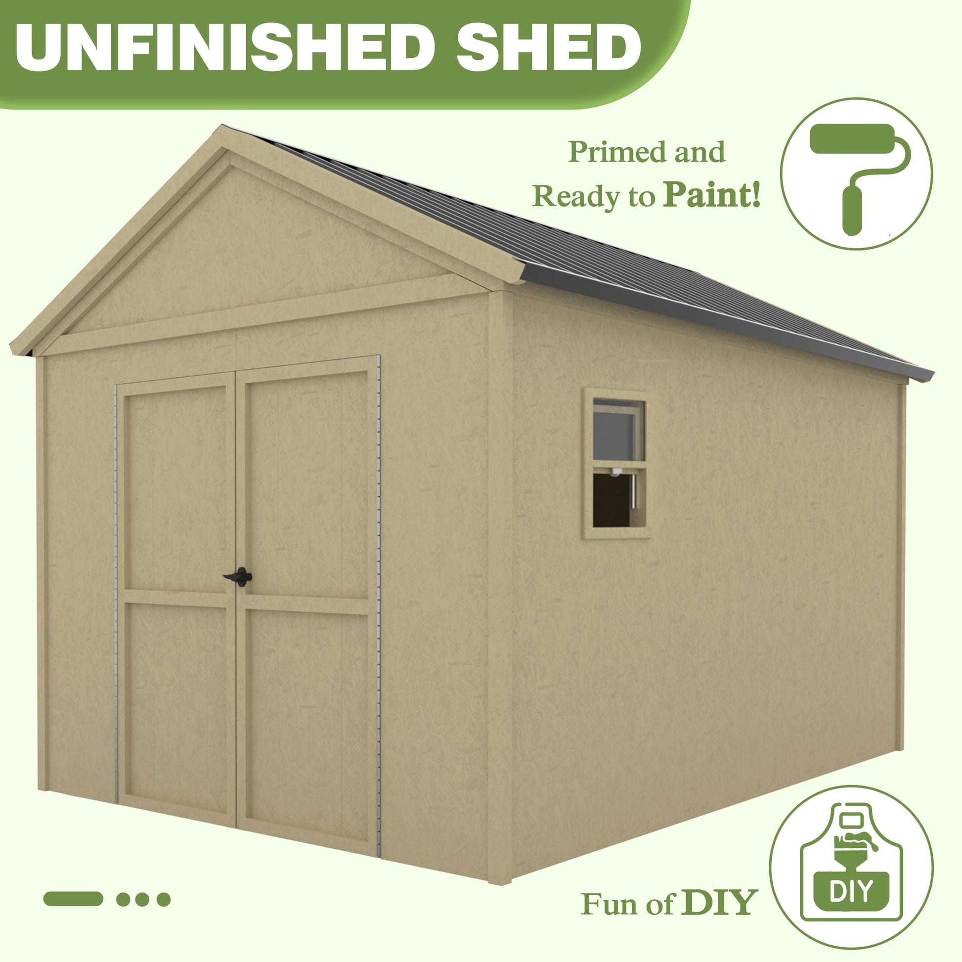 Yardenaler 12x8.7 FT Wood Outdoor Storage Shed, DIY Garden Tool Shed Kit with Waterproof Metal Roof, Lockable Door and Vents, Backyard and Patio, Natural - WoodArtSupply