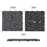 60 Pcs Floor Tiles, Pebble Pattern Plastic Interlocking Deck Tiles, 12" x 12" Patio Tile Outdoor Interlocking All Weather, Outdoor Waterproof Flooring for Bathroom Shower, Balcony, Porch, Black cloblane