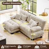 YESER Modular Sectional Sofa, L Shaped Couch with Ottoman, 2 Seater Cloud Couch Small Couches for Small Spaces, Modern Deep Seat Sofa Living Room Oversized Loveseat W/Bolster Armrests 4 Pillows YESER