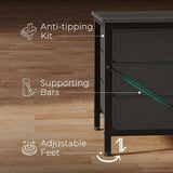 Huuger 9 Drawer Dresser, 47 Inch Dresser TV Stand for 50, 55 Inch TV, Entertainment Center with Drawers, Fabric Dresser Chest of Drawer for Bedroom, Closet, Black Huuger