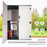 Plainsity Outdoor Storage Cabinet, 52 Cu ft Resin Storage Box for Patio Garden Yard - Weatherproof Outdoor Storage Shed for Tools Pool Supplies - Lockable Vertical Storage Shed Plainsity
