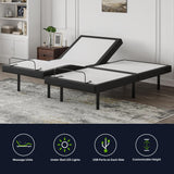 GhostBed Adjustable Bed Frame Split King 14" Cooling Memory Foam Mattress - Adjustable Electric Bed Base with Zero Gravity and Massage – Split King Adjustable Base with Mattress GhostBed