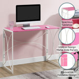 Convenience Concepts Designs2Go Nova Folding Desk 39.5" - Contemporary Modern Office Table, Makeup Vanity and Crafts Table, No Tools Assembly & Easy to Store, Pink/White Convenience Concepts