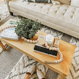 AceList 72in Large Wood Bead Garland Decorative Beads with Tassels, Long Wooden Beads Garland, Coffee Table Decor, Perfect Boho Farmhouse Bookshelf Mantel Tray Centerpiece Ornament (1.5" Diameter) AceList