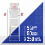 SafeRacks 5-Tier Steel Tote Rack WS-BR27 - Maximize Space, Declutter, NSF Certified, Bin Storage for Garage, Pantry, Kitchen, 31" x 23" x 68" (Silver, 1 Pack) SafeRacks