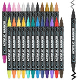 Acrylic Paint Markers, 24 Colors Paint Pens Acrylic Markers, Dual Tip with Dot & Fine Point Acrylic Paint Pens for Rock Painting, Wood, Canvas, Glass, Stone, Ceramic– Art Supplies & Craft Supplies. Amafgle