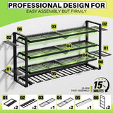 Large Power Tool Organizer Wall Mount, Garage Storage Cordless Tool Organizer with Screwdriver Holder, Heavy Duty Metal Storage Rack with 8 Drill Holder 4 Layer, Gifts for Men Who Have Everything Hipidian