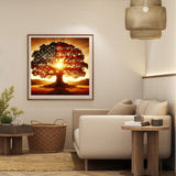 CSZPPQAF 5D Diamond Painting Kits for Adults, Tree of Life Diamond Art Kits for Adults Beginner, DIY American Flag Full Drill Round Diamond Dots Gem Art for Home Decor 13.7x13.7 Inch CSZPPQAF