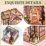 OZJAY DIY Miniature House Kit, Mini House Building Kit with LED, DIY Wooden Dollhouse Miniature Kit for Adults Teen, Wooden Crafts Lovely Dollhouse Kit, Jenny Greenhouse OZJAY