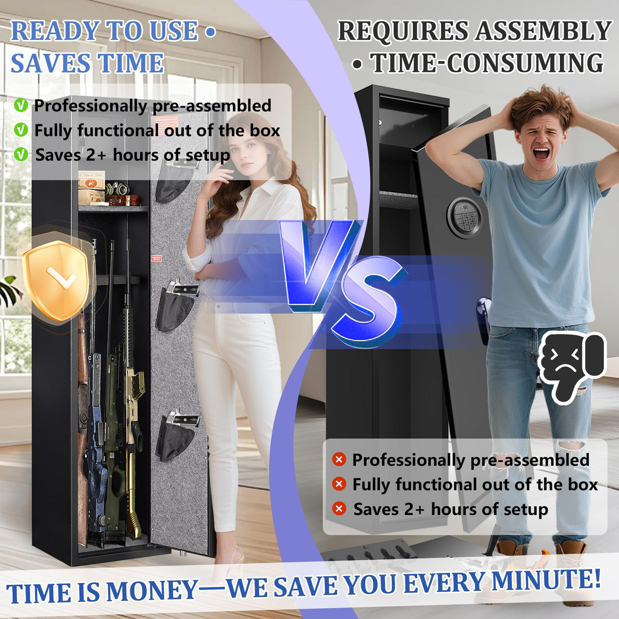 10-12 Rifle Safe, Gun Safe for Rifles and Pistols-Fingerprint, Biometric and Password Gun Cabinet, Rifle Safes for Home with No Assembly Required, Gun Locker Quick Access Marcree