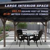 CHARMELEON 12'x20' Cedar Wood Gazebo Hardtop - Wooden Gazebos with Dual Metal Roof - Permanent Outdoor Gazebo - Large All Weather Patio Gazebo for Backyard, Deck & Garden - with Curtains & Netting CHARMELEON