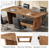 Tribesigns 12FT Conference Table, 70.87" W x 31.5" D Rectangular Seminar Table Set for Meeting Room, Solid Executive Business Furniture Boardroom Desk for Office, Light Brown Tribesigns