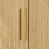 TAMUNE Wardrobe Closet with Mirror, 3 Door Wardrobe with Hanging Rod, 4 Drawers, Shelves, Modern Bedroom Armoire with Gold Handle, Oak Clothes Cabinet, 20.5”D x 47”W x 86.7”H TAMUNE