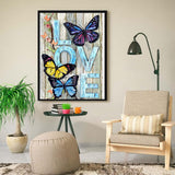 DIY Butterfly Diamond Painting Art Painting Kits for Adults Beginner, 5D Love Full Round Drill Gems Art Diamond Picture for Gift Home Wall Decor 12X16 inch ijbnhd