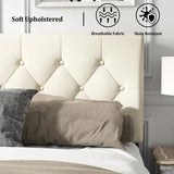HAOARA Queen Size Platform Bed Frame with Upholstered Button Tufted Headboard, Mattress Foundation with Wooden Slat Support, Noise Free, No Box Spring Needed, Easy Assembly, Beige Velvet HAOARA