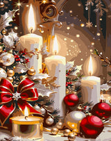 Meothan Christmas Paint by Bumbers for Adults Xmas Candles DIY Paint by Numbers Acrylic Paint Canvas Winter Painting Art Kits for Home Decor and Gifts 16x20 Inch (Without Frame) Meothan