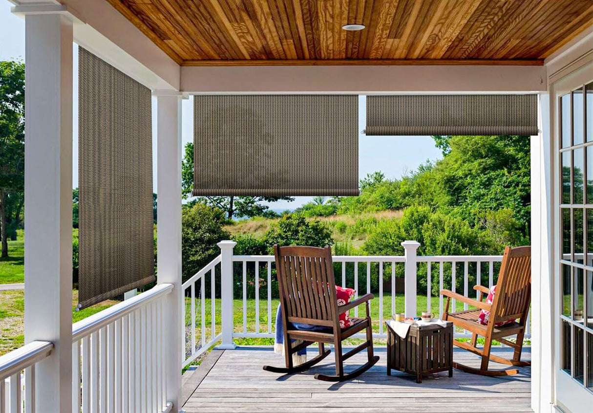 Patio Paradise Shades Roll Up Outdoor 8'Wx6'H Roller Shade Exterior Patio Blinds for Outside Porch Deck Balcony Pergola Carport, Brown Patio