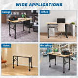 48" Heavy-Duty Height Adjustable Workbench, 2000 Lbs Capacity Hardwood Worktable Work Bench with Power Outlets, Brake Wheels for Garage Workshop Office Home Woodworking Shop Doppeltcharms