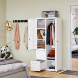 PEUKC Metal Storage Cabinets with Locking Doors, 67" Freestanding Clothing Coat Storage Wardrobe Lockers for Office, Home, School, Garage, Gym (White) PEUKC