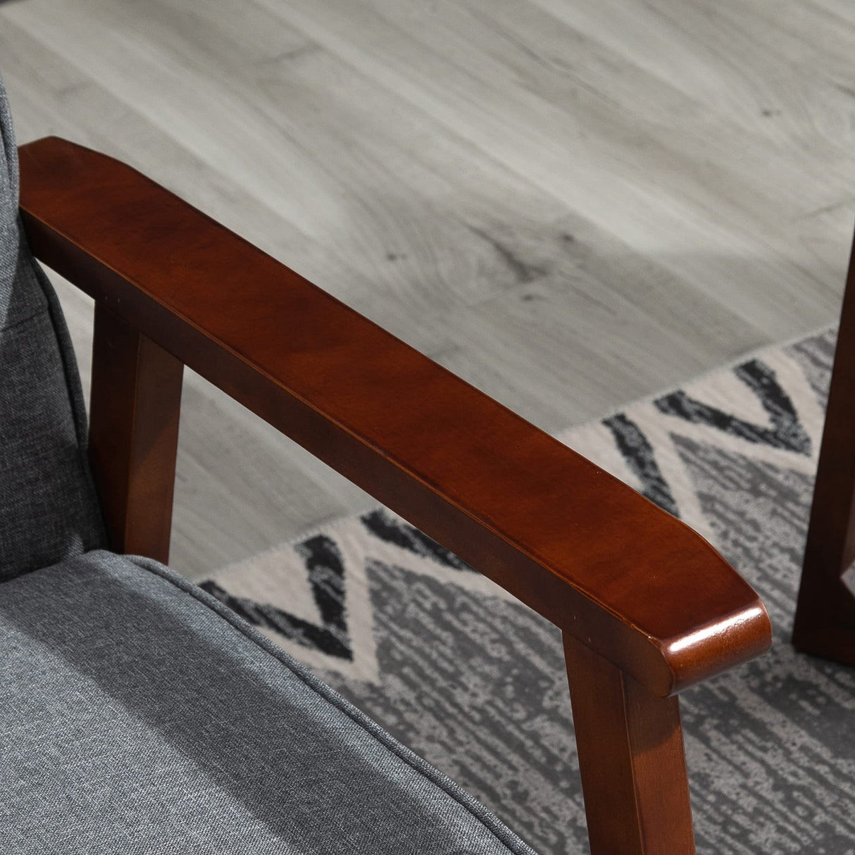 HOMCOM Modern Upholstered 2-Seat Loveseat Sofa with Linen-Touch Fabric and Rubberwood Legs, Grey HOMCOM