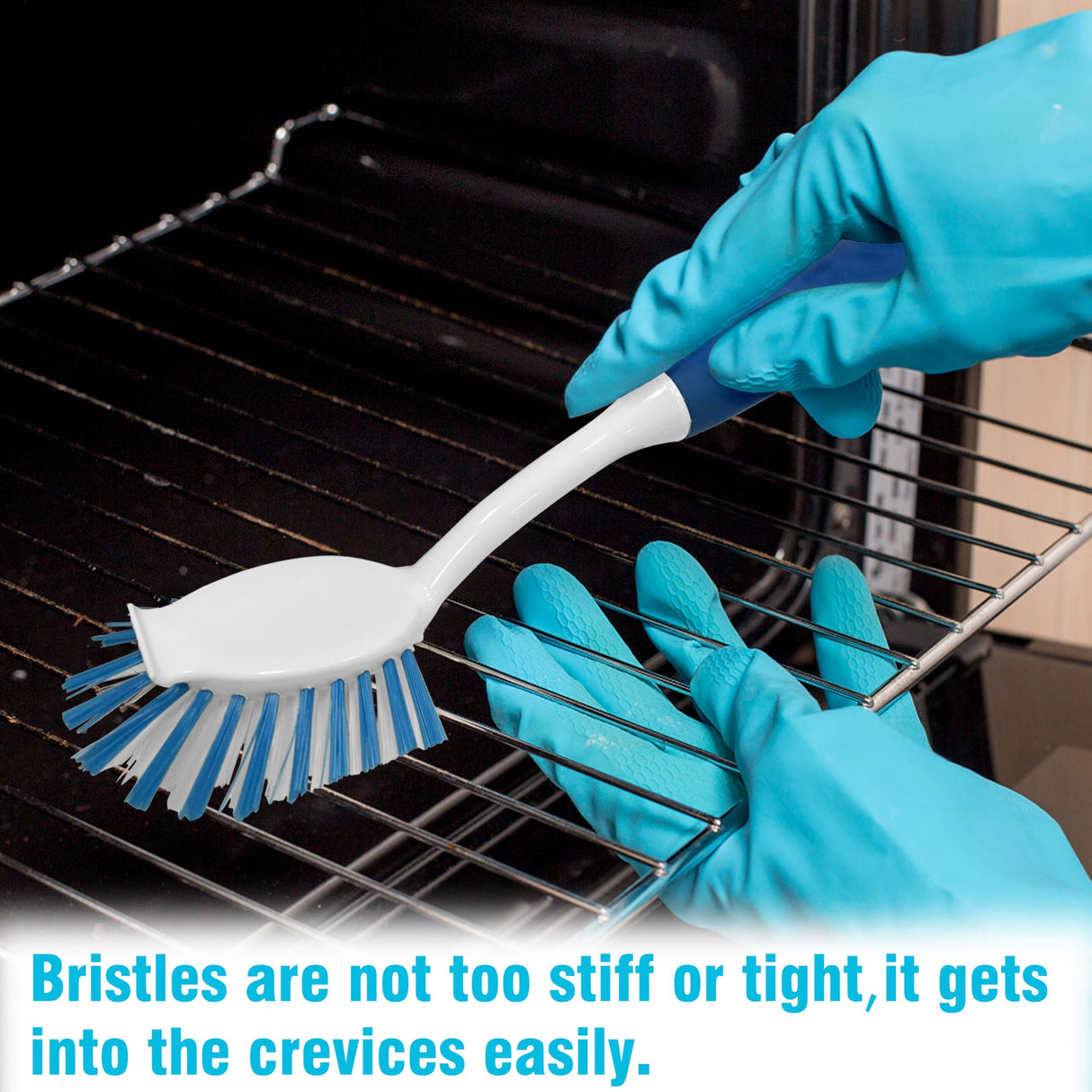 PHYEX 2-Pack Kitchen Diffusion Type Scrub Brush for Cleaning Dishes Pots Pan Sink and Bathroom with Comfortable Long Handle PHYEX