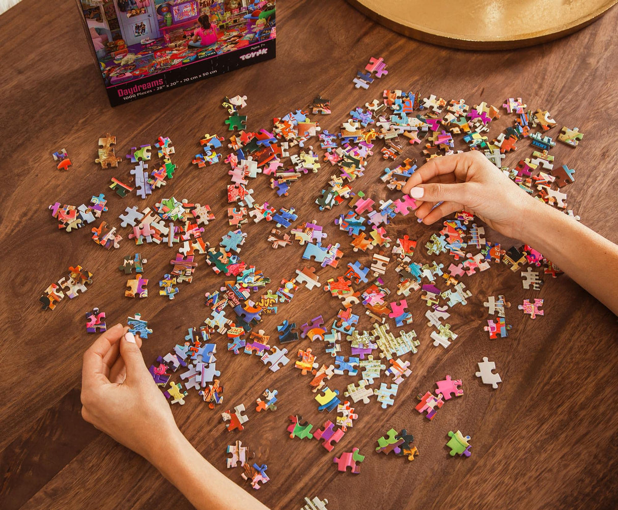 Daydreams '80s and '90s Pop Culture 1000-Piece Jigsaw Puzzle by Rachid Lotf | Educational Brain Teaser, Nostalgic Retro Toys & Games for Kids, Building Kit Activities | 28 x 20 Inches Toynk