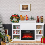 Tangkula 70 Inches Freestanding Mantel Stand, Modern Media Fireplace Cabinet for Living Room Bedroom, Wooden Mantel Console Table w/Storage Shelves for 28.5-Inch Electric Fireplace (Stand Only) Tangkula