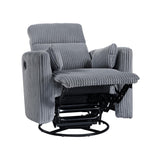 Lexicon Modern Swivel Glider Recliner Chair, Nursery Glider, Corduroy Fabric Upholstery Recliner with 2 Lumbar Pillows, Manual Reclining Sofa Chair for Living Room/Office/Apartment, Grey Lexicon