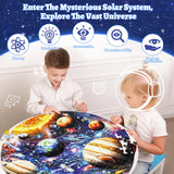 DIGOBAY Glow in The Dark Solar System Jigsaw Puzzles for Kids Ages 4-8, 70 Pieces Kids Space Planet Floor Puzzle Toys Ages 8-10, Large Round Educational Puzzle Toys Gifts for Boys Girls Children DIGOBAY