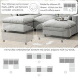 Merax 86.5" Sectional Sofa with Storage Pockets & Removable Ottomans, 5 Seat U Shaped Sleeper Cloud Couch Set, Convertible L-Shaped Chenille Upholstered SofaBed for Living Room and Apartment, Grey Merax