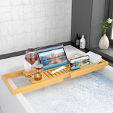 Sen Yi Bao Luxury Bathtub Caddy Tray，Bamboo Bathtub Tray Caddy - Wood Bath Tray Expandable，Can be Placed Book and Integrated Tablet Smartphone and Wine Holder - Gift Idea for Loved Ones Sen Yi Bao