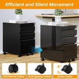 STANI 3 Drawer Mobile File Cabinet with Lock Under Desk Metal Filing Cabinet Locking Office Mobile Cabinet with Wheels Under Desk Office Drawers Rolling Mobile File Cabinet Assembly Required Black STANI