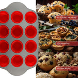 Boxiki Kitchen Non-Stick 12 Cup Silicone Muffin Pan With Steel Frame - BPA Free, Non-Toxic, Anti-Warp, Durable & Easy to Pop Silicone Muffin Tin - Perfect Cupcake Pan Boxiki Kitchen