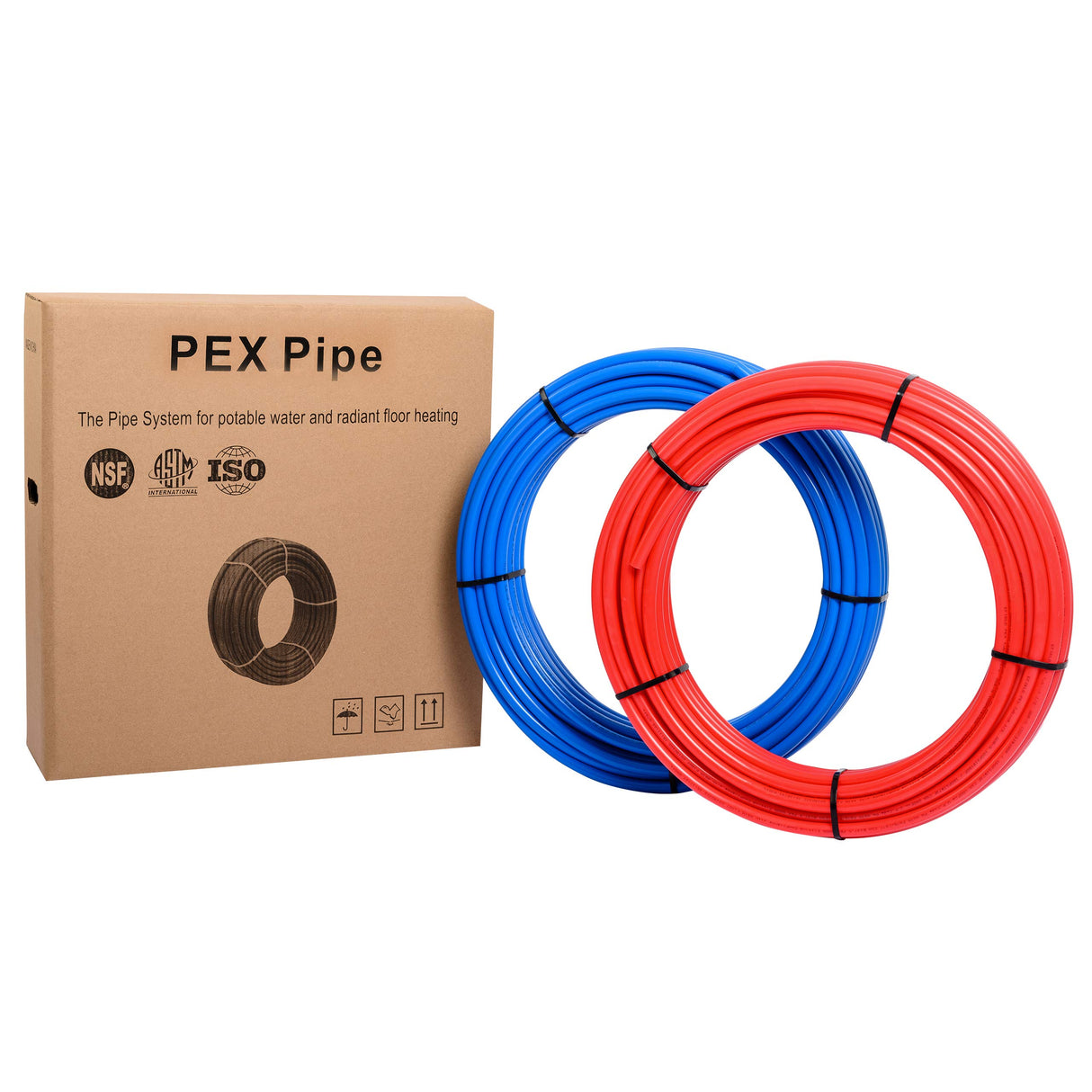EFIELD 1/2 inch 2 x100 ft Pex-b Pipe/Tubing,NSF Certified for Potable Water, Hot/Cold Water, Blue & Red 200 ft Length for Plumbing and Heating Applications, with Pipe Cutter EFIELD