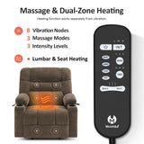 MCombo Dual Motor Power Lift Recliner Chair with Massage and Dual Heating for Elderly, Lay-Flat for Sleeping, Extra Wide for Big and Tall, Fabric R7070 (Coffee) MCombo
