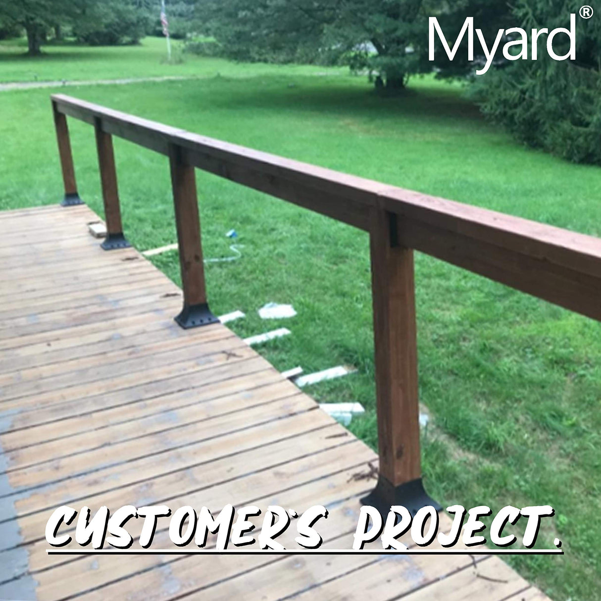 PNP114040 Myard 4x4 Post Base Cover (Actual 3.5x3.5 Inches) Post Skirt Flange with Stainless Steel Screws, Post Bracket for Deck Porch Handrail Railing Support Trim Post Anchor (Qty 2, Black) Myard